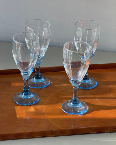 Blue stemmed wine glasses (4 pcs) - NEROLI
