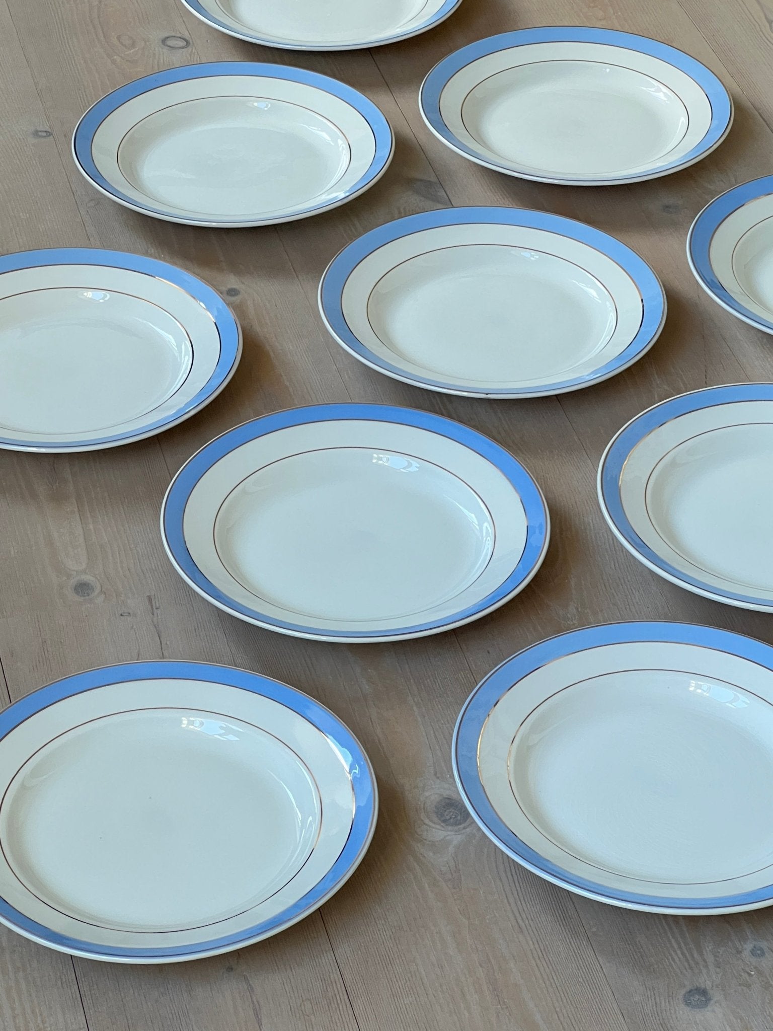 Blue stripe dinner plates (7 pcs) - NEROLI