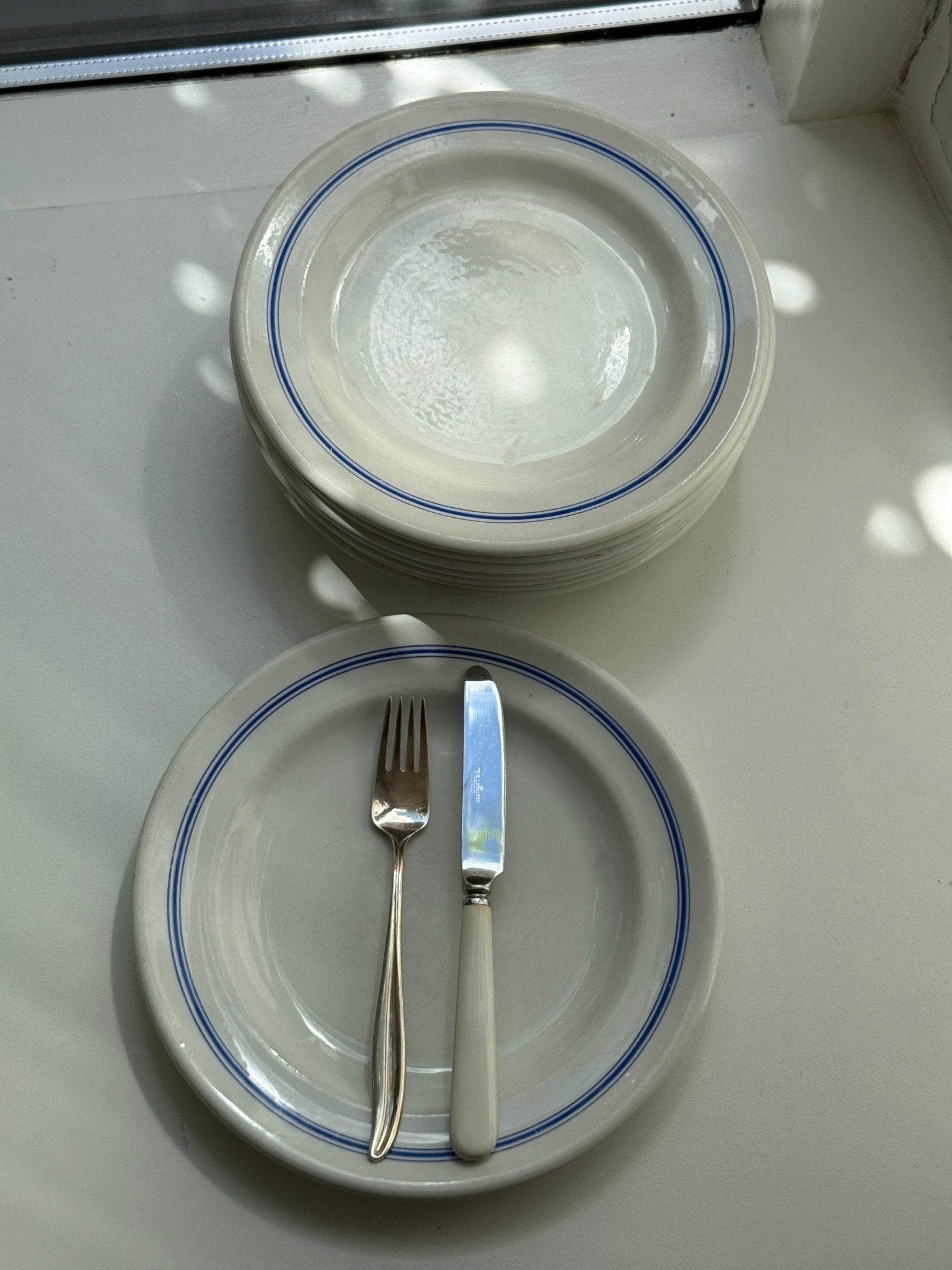 Blue striped dinner plates (6 pcs) - NEROLI
