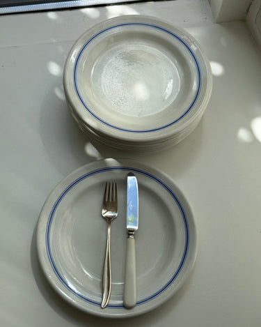 Blue striped dinner plates (6 pcs) - NEROLI