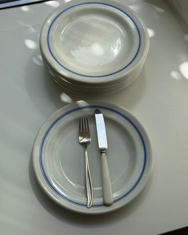 Blue striped dinner plates (6 pcs) - NEROLI