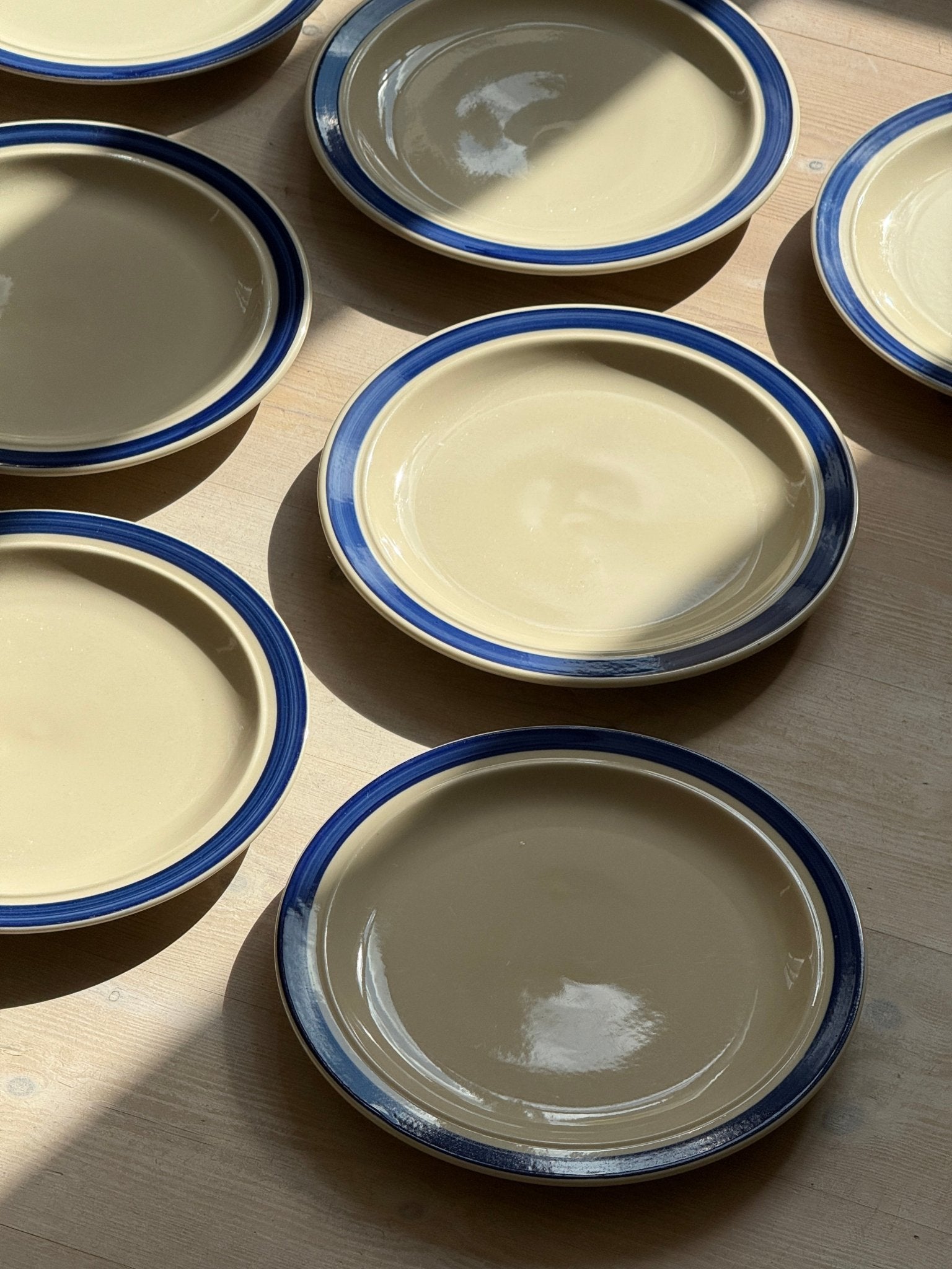 Blue striped dinner plates (8 pcs) - NEROLI