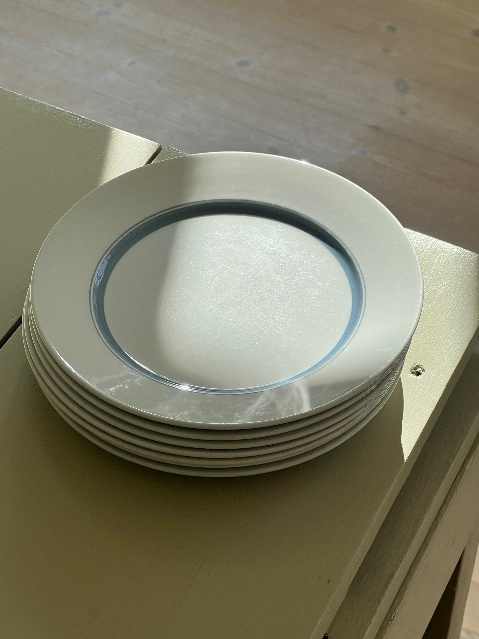 Blue striped lunch plates (7 pcs) - NEROLI