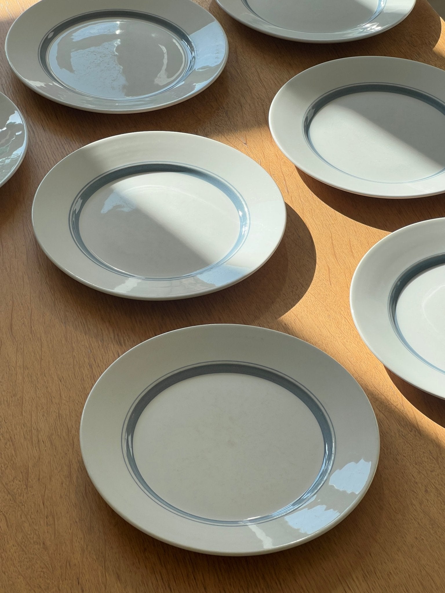 Blue striped lunch plates (7 pcs) - NEROLI