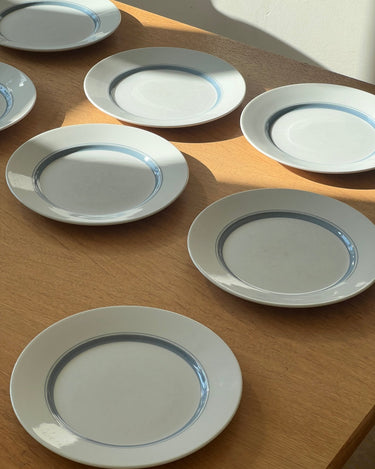 Blue striped lunch plates (7 pcs) - NEROLI