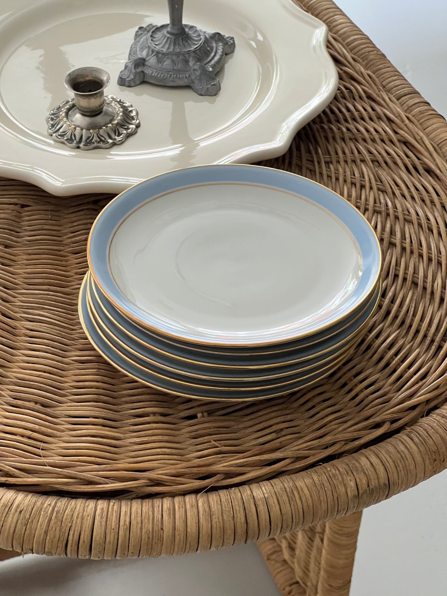 Blue striped side plates (6 pcs) - NEROLI