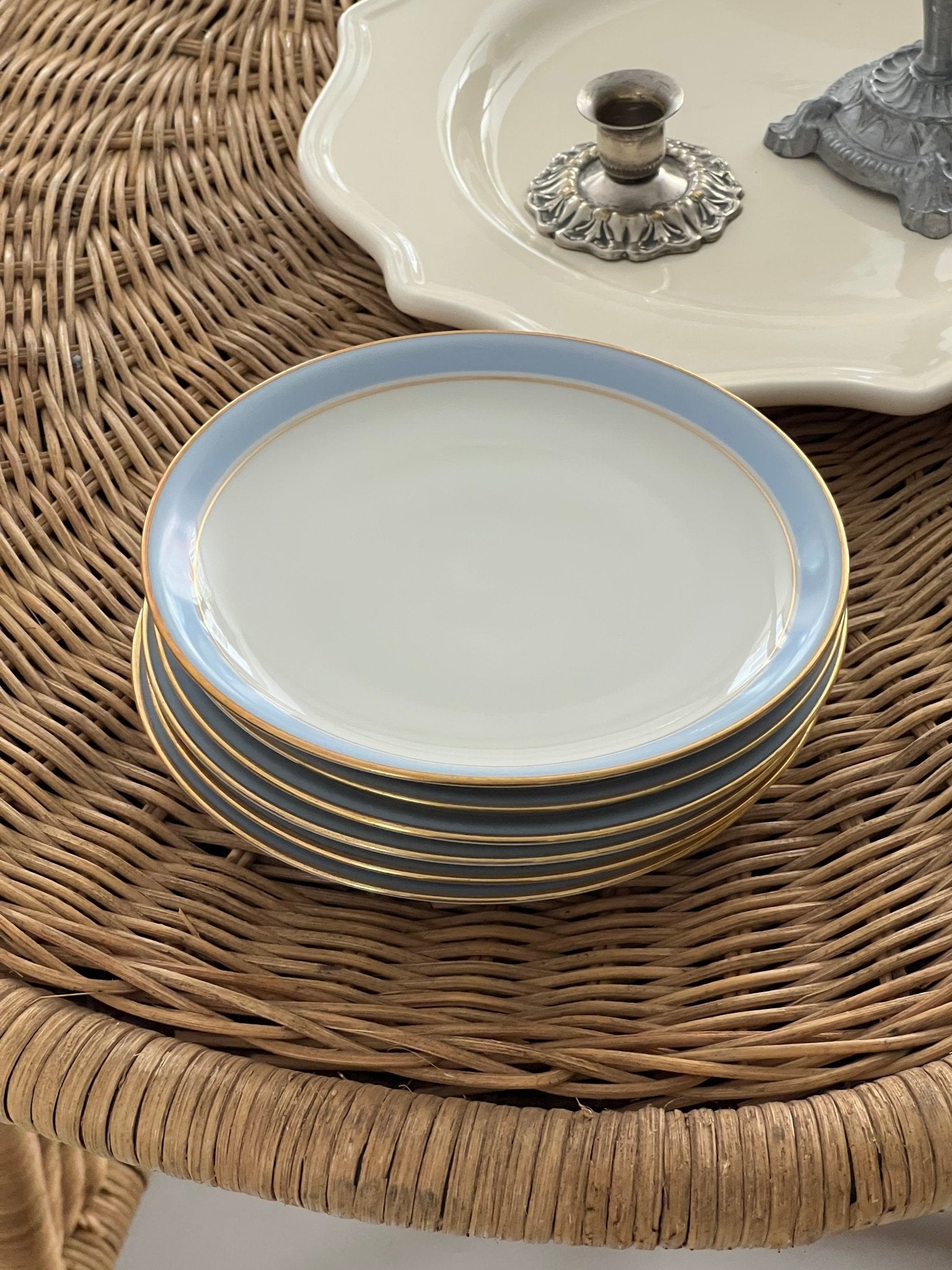 Blue striped side plates (6 pcs) - NEROLI