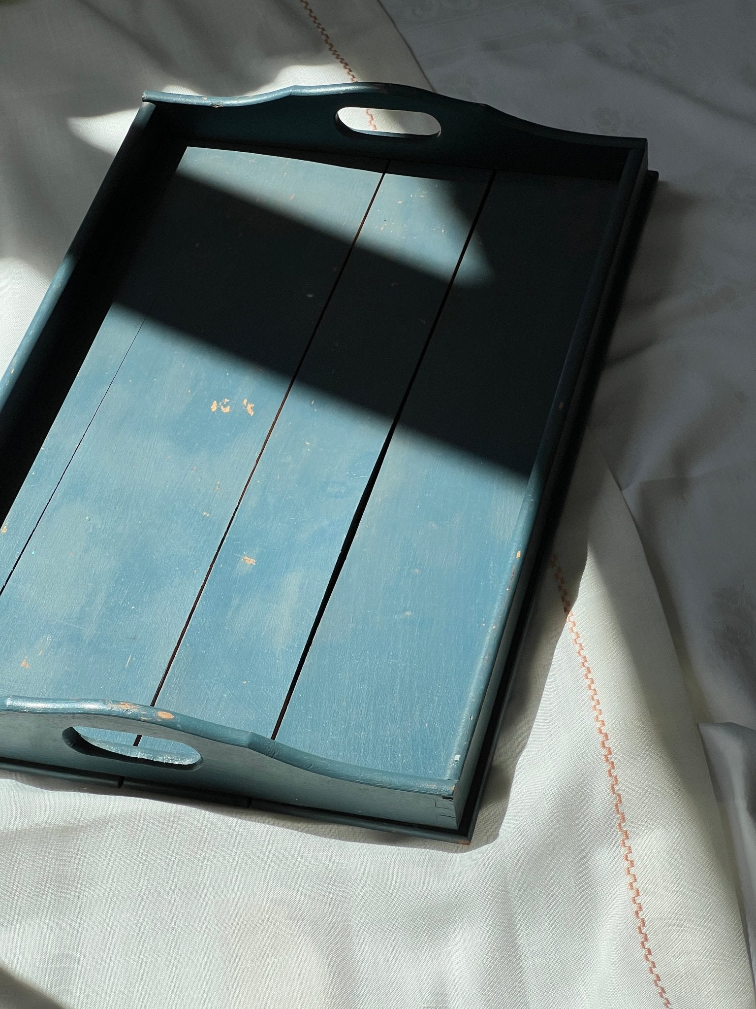 Blue wooden tray - NEROLI