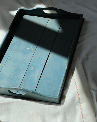 Blue wooden tray - NEROLI