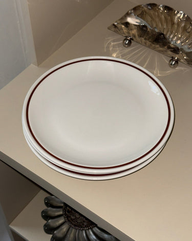 Brown striped dinner plates (3 pcs) - NEROLI