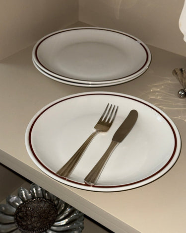 Brown striped dinner plates (3 pcs) - NEROLI