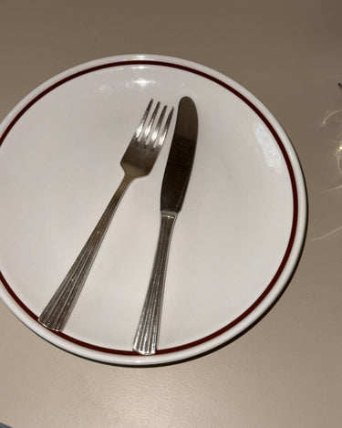 Brown striped dinner plates (3 pcs) - NEROLI