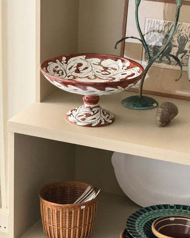 Deruta pedestal bowl - NEROLI