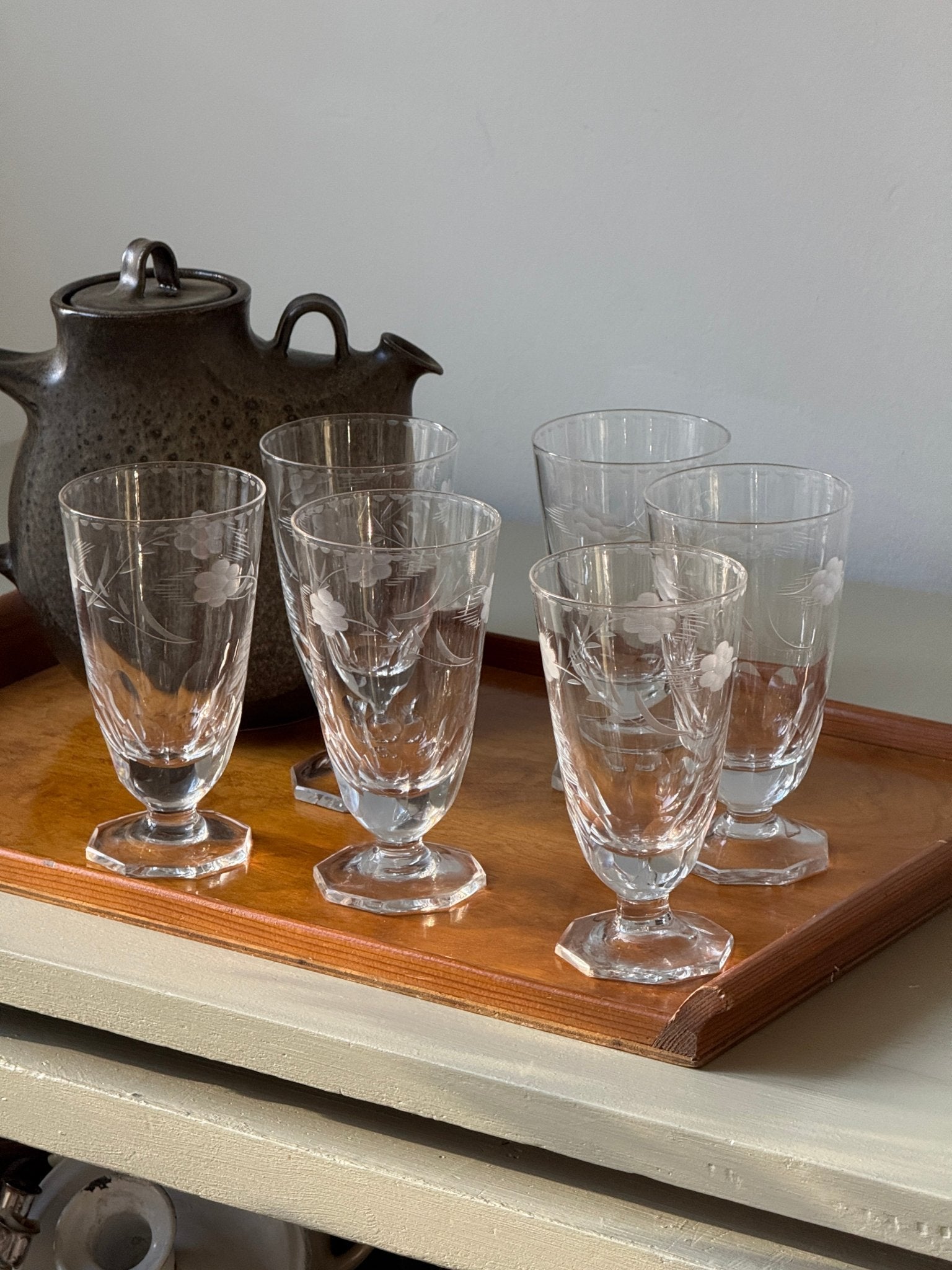 Footed glass tumblers (6 pcs) - NEROLI