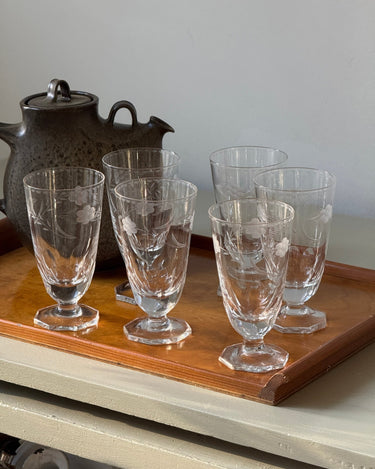 Footed glass tumblers (6 pcs) - NEROLI