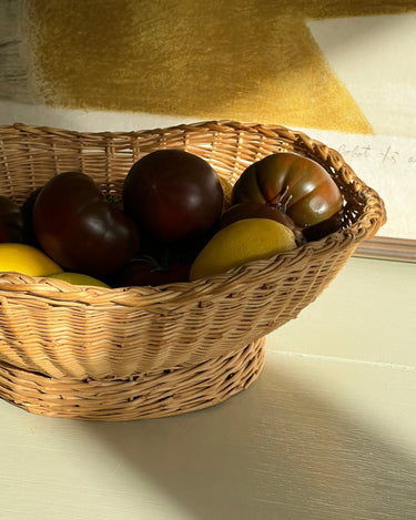 Footed wicker basket - NEROLI