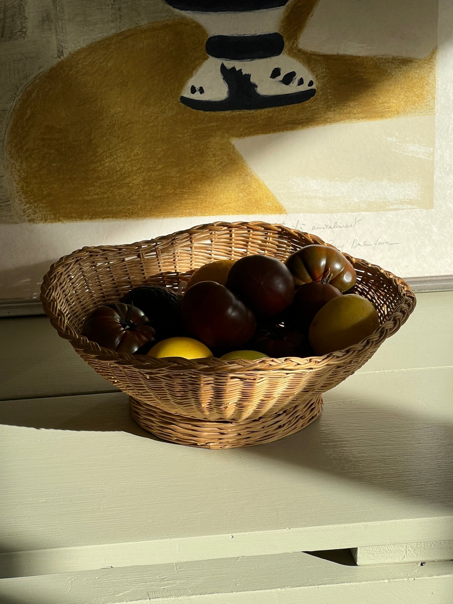 Footed wicker basket - NEROLI