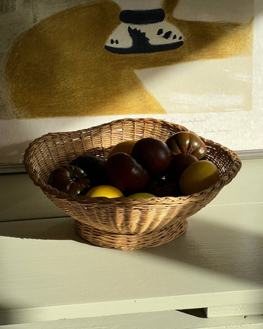 Footed wicker basket - NEROLI