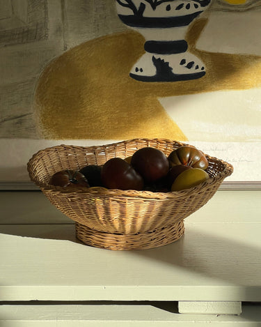 Footed wicker basket - NEROLI