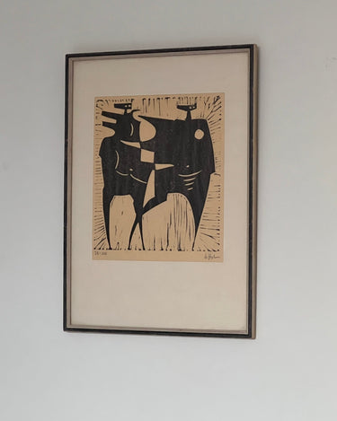 Framed linocut - NEROLI