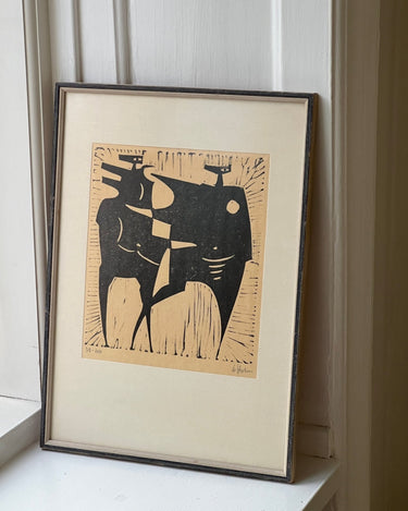 Framed linocut - NEROLI