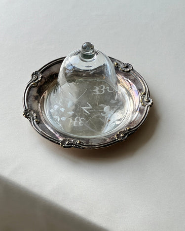 Glass cloche with platter - NEROLI