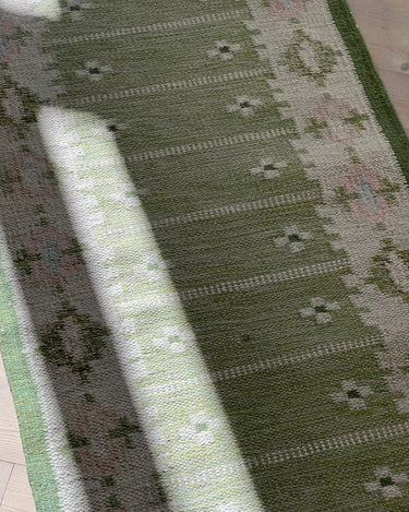 Green flatweave runner - NEROLI