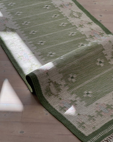Green flatweave runner - NEROLI