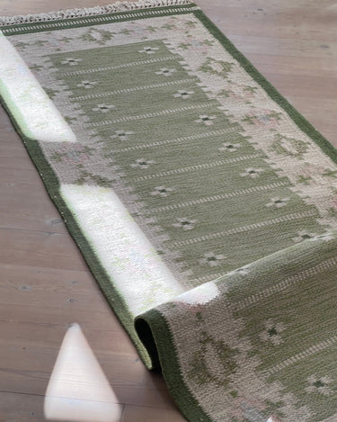 Green flatweave runner - NEROLI