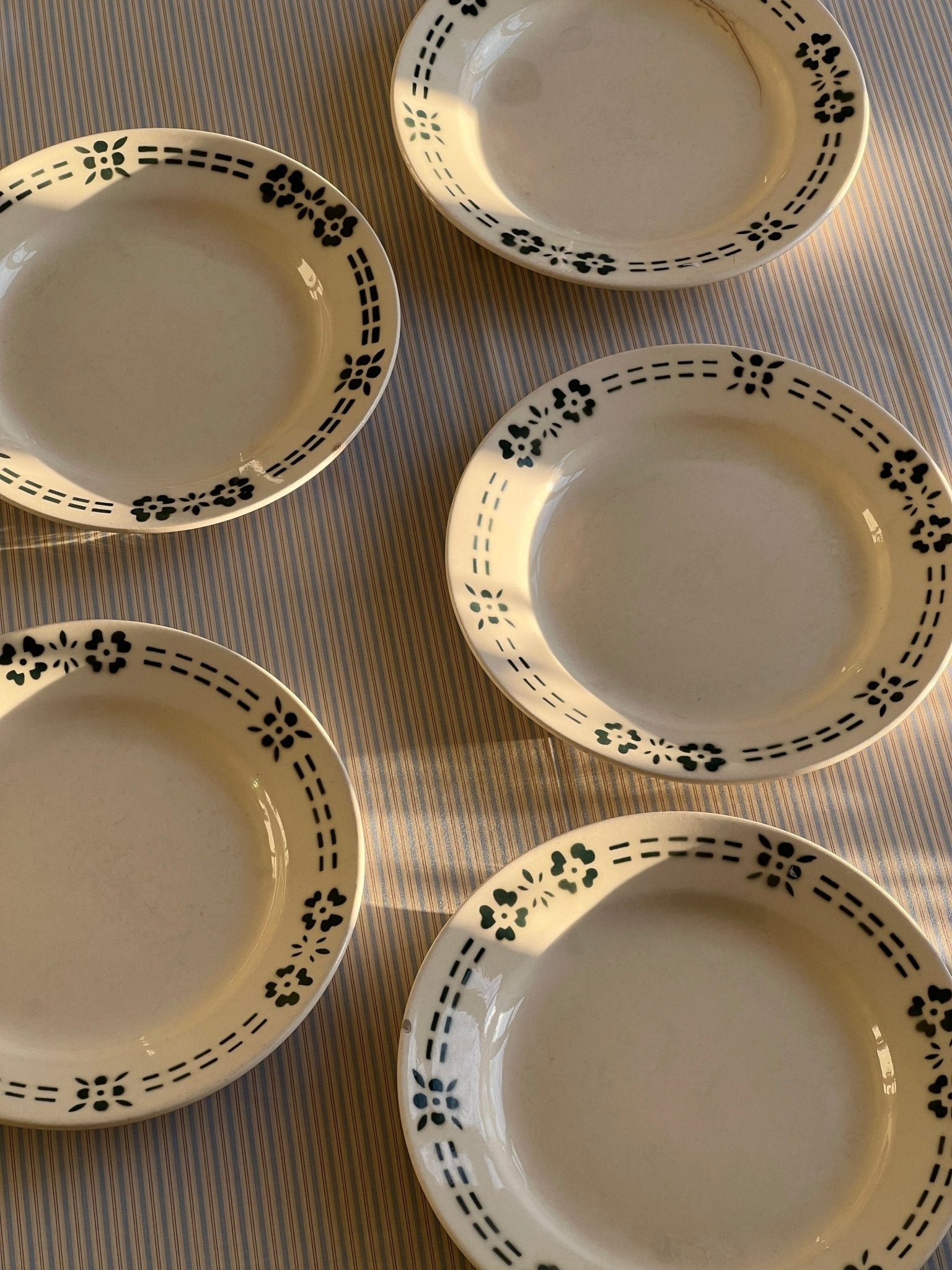Green floral dinner plates (5 pcs) - NEROLI