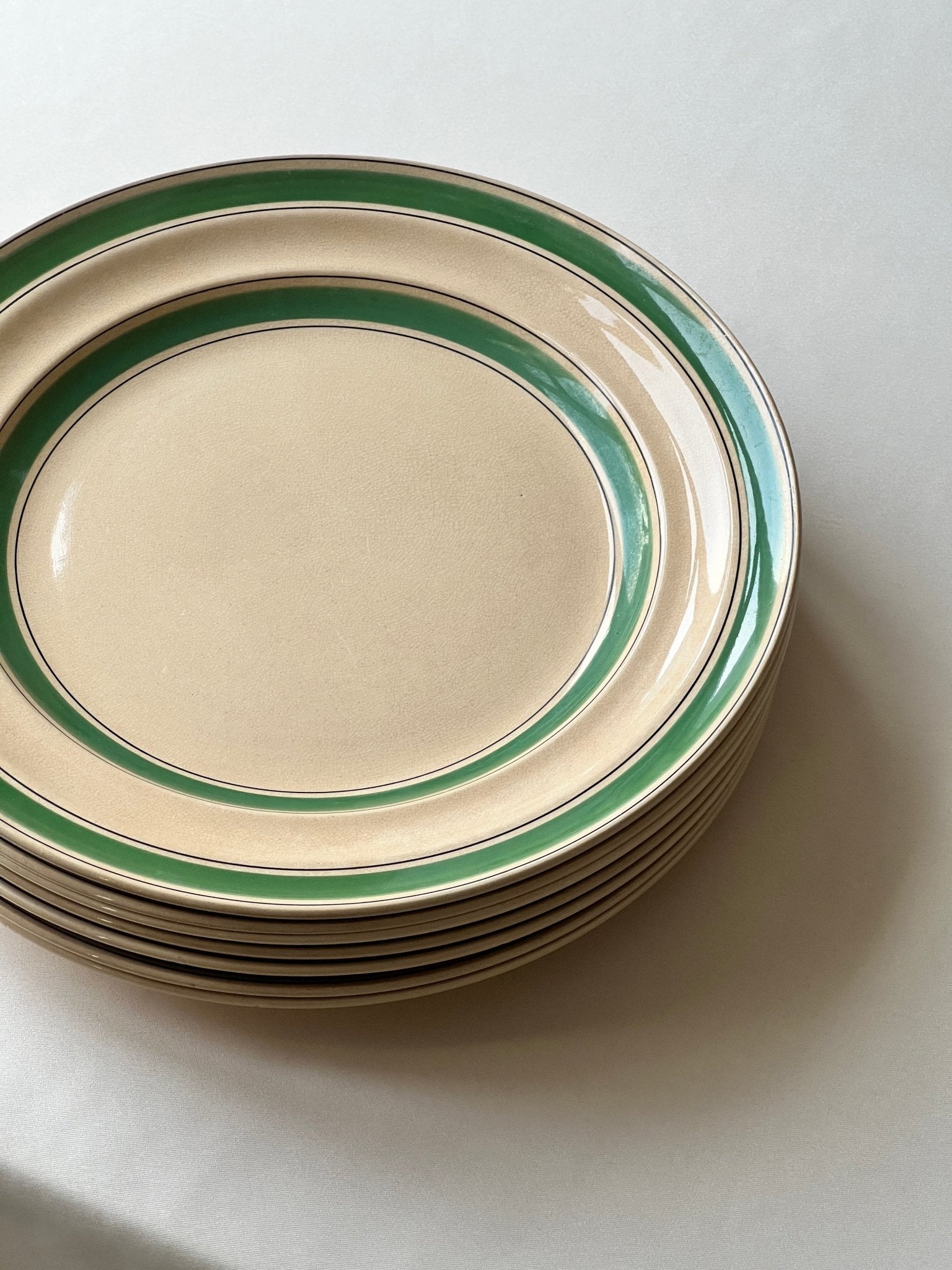 Green stripe dinner plates (10 pcs) - NEROLI