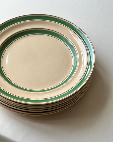 Green stripe dinner plates (10 pcs) - NEROLI