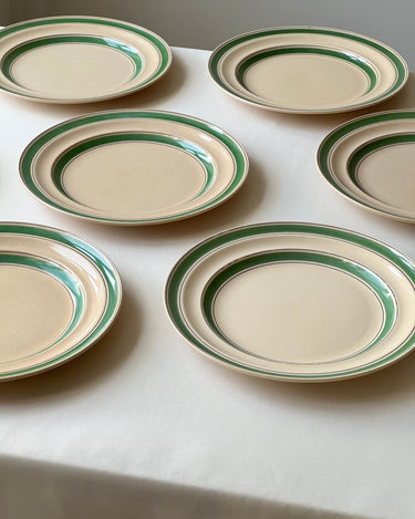 Green stripe dinner plates (10 pcs) - NEROLI