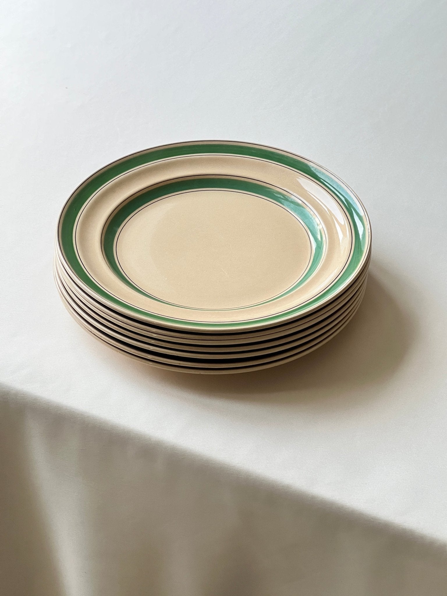 Green stripe dinner plates (10 pcs) - NEROLI