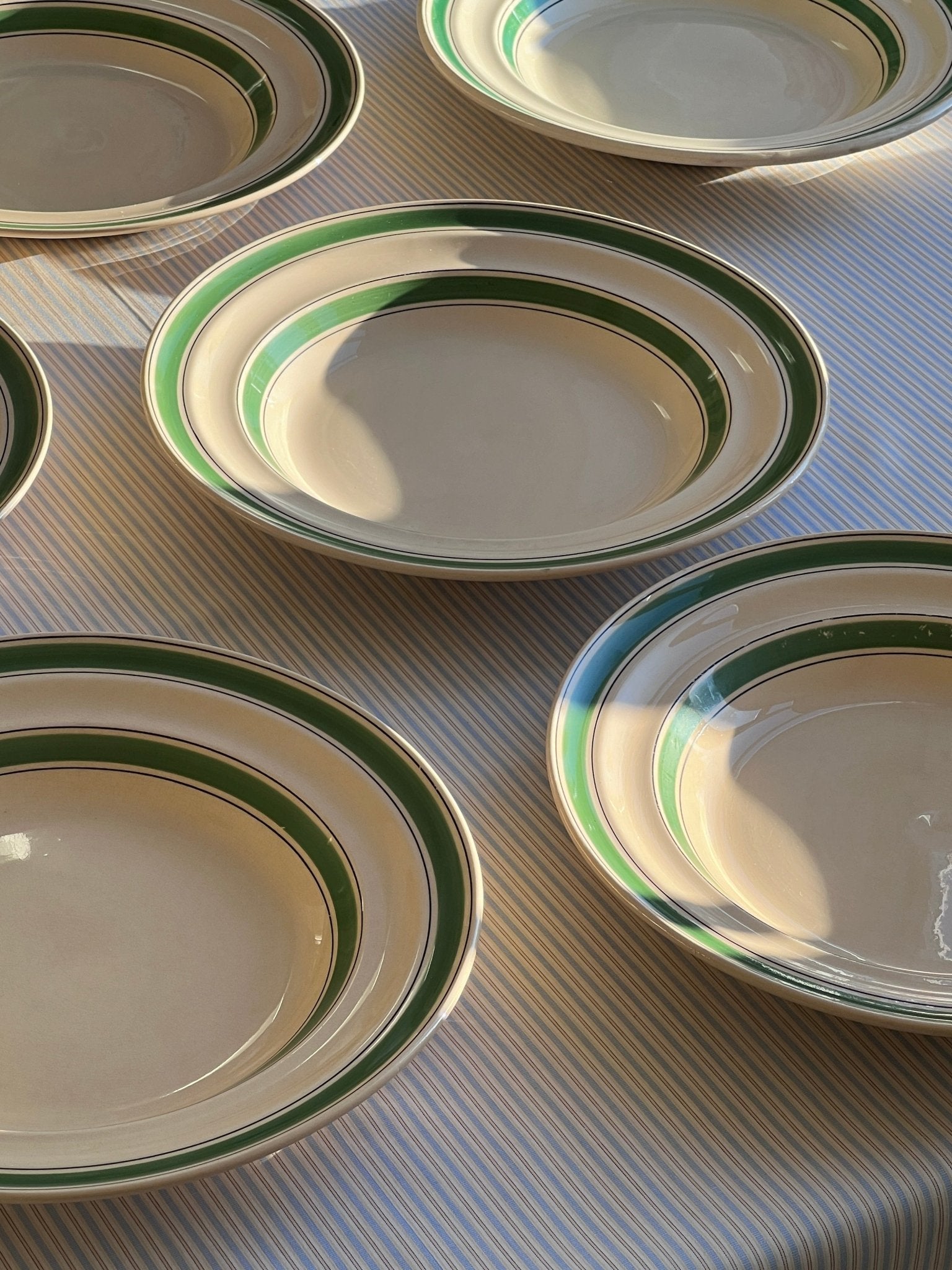 Green stripe pasta plates (11 pcs) - NEROLI