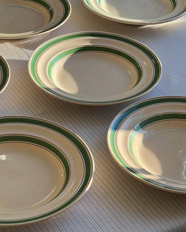 Green stripe pasta plates (11 pcs) - NEROLI