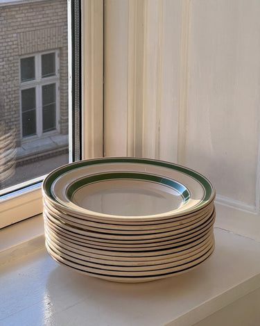 Green stripe pasta plates (11 pcs) - NEROLI