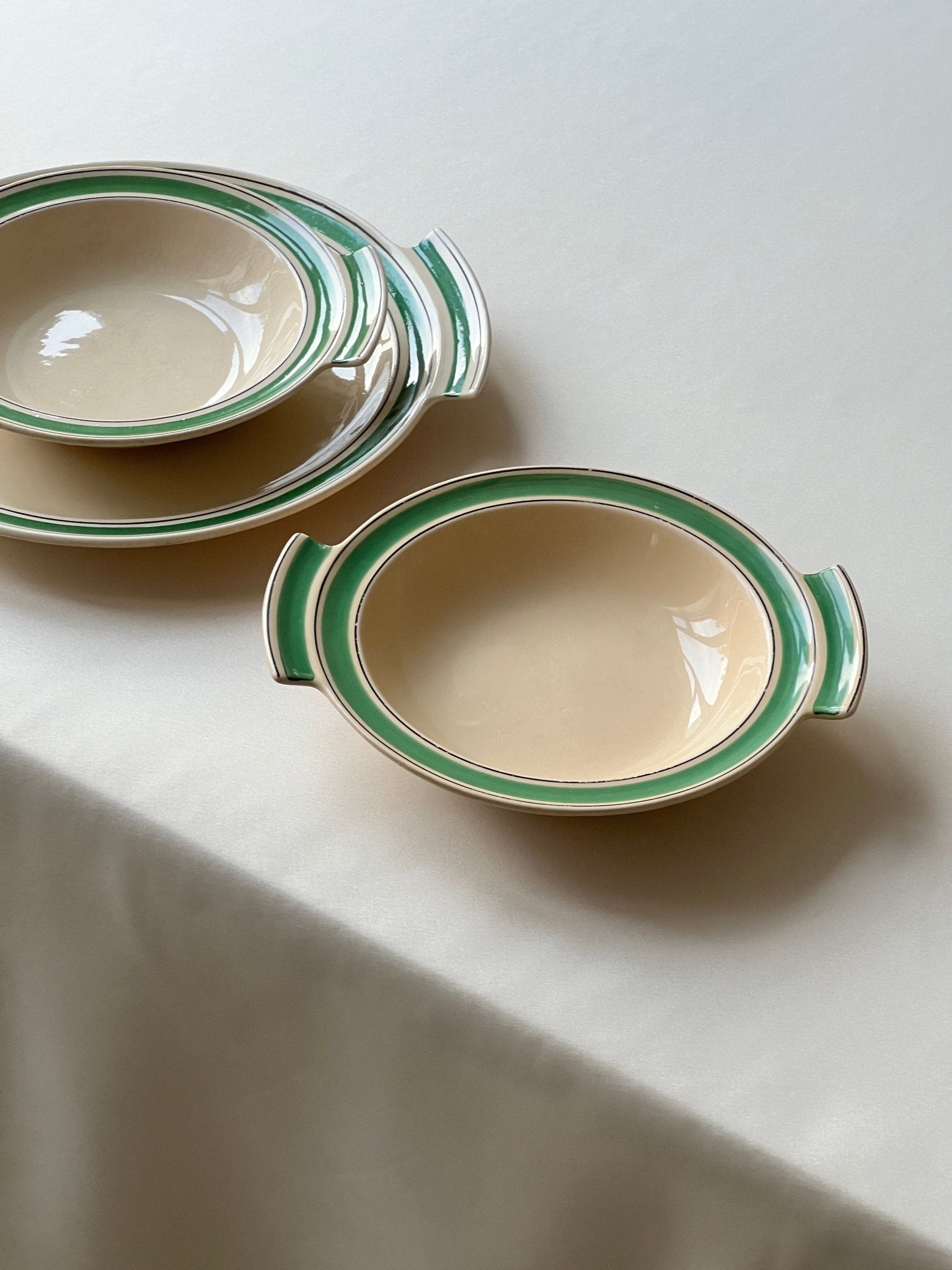 Green stripe serving bowls - NEROLI