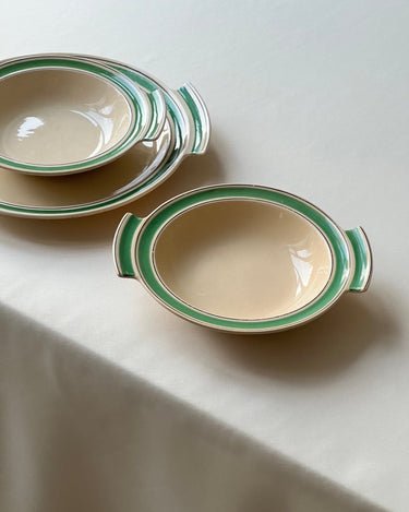 Green stripe serving bowls - NEROLI