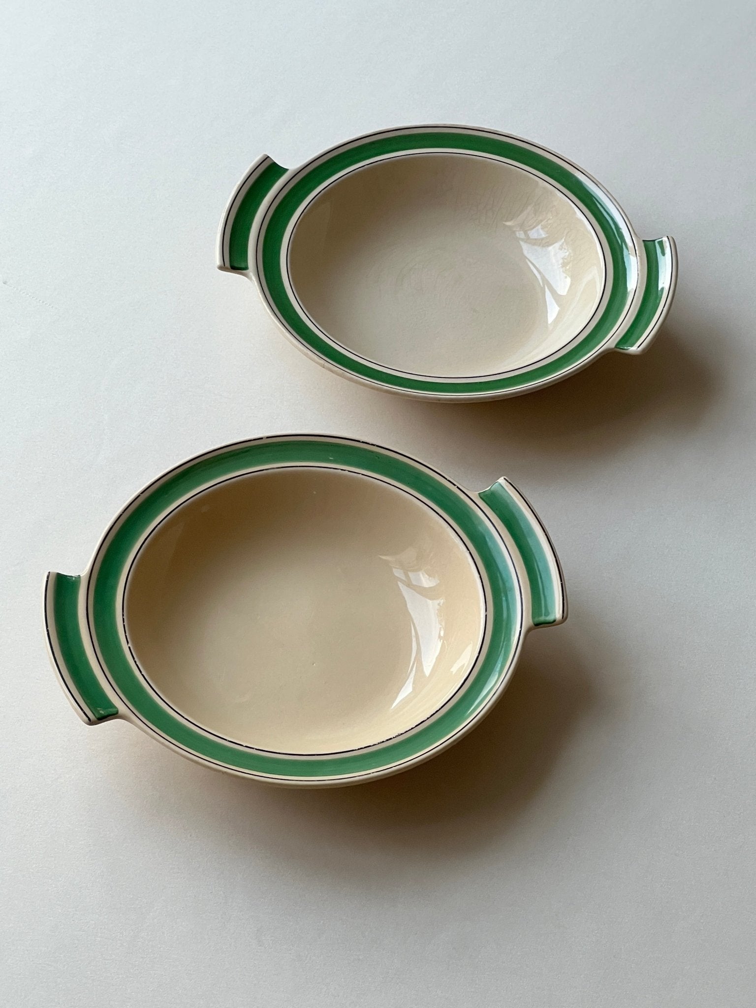 Green stripe serving bowls - NEROLI