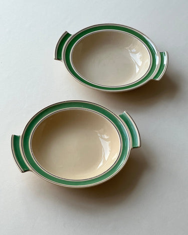 Green stripe serving bowls - NEROLI