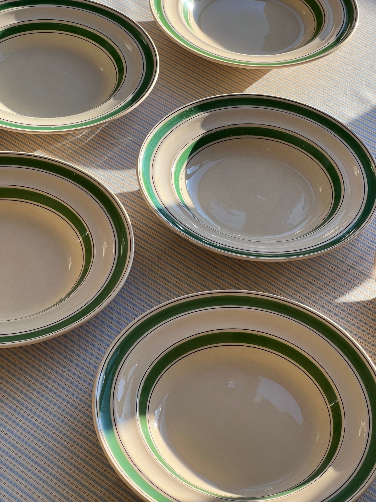 Green stripe soup plates (6 pcs) - NEROLI