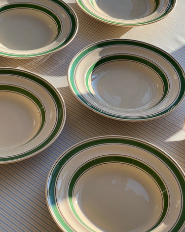 Green stripe soup plates (6 pcs) - NEROLI