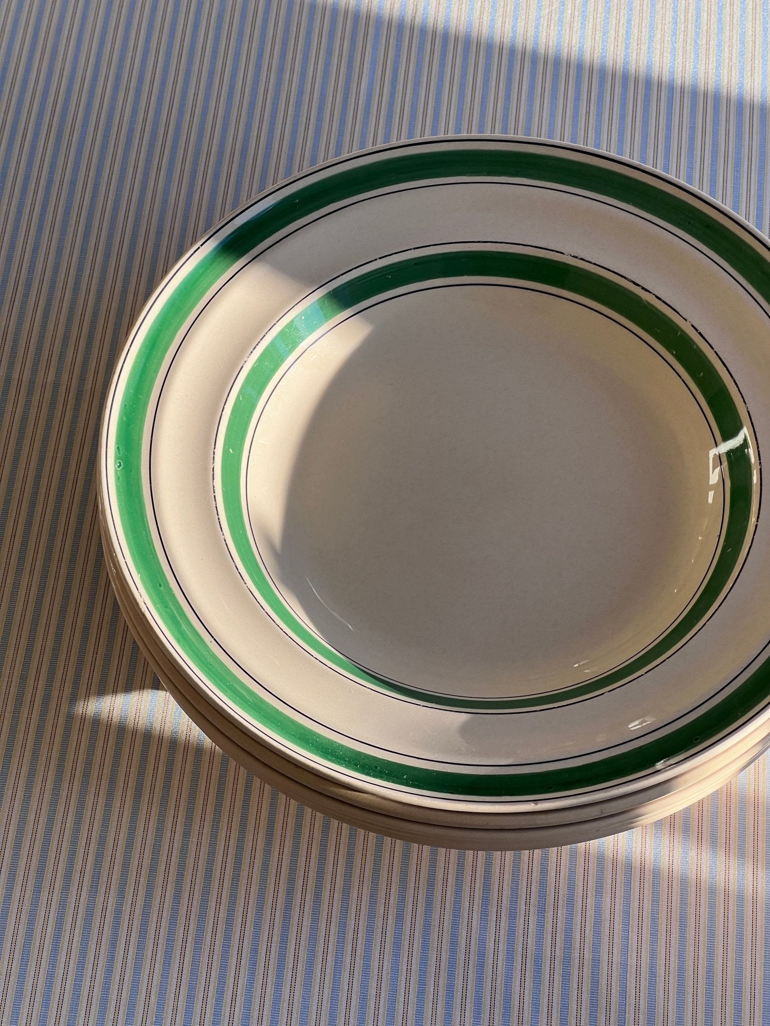 Green stripe soup plates (6 pcs) - NEROLI