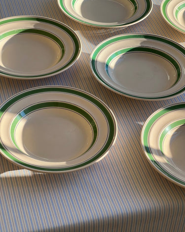 Green stripe soup plates (6 pcs) - NEROLI