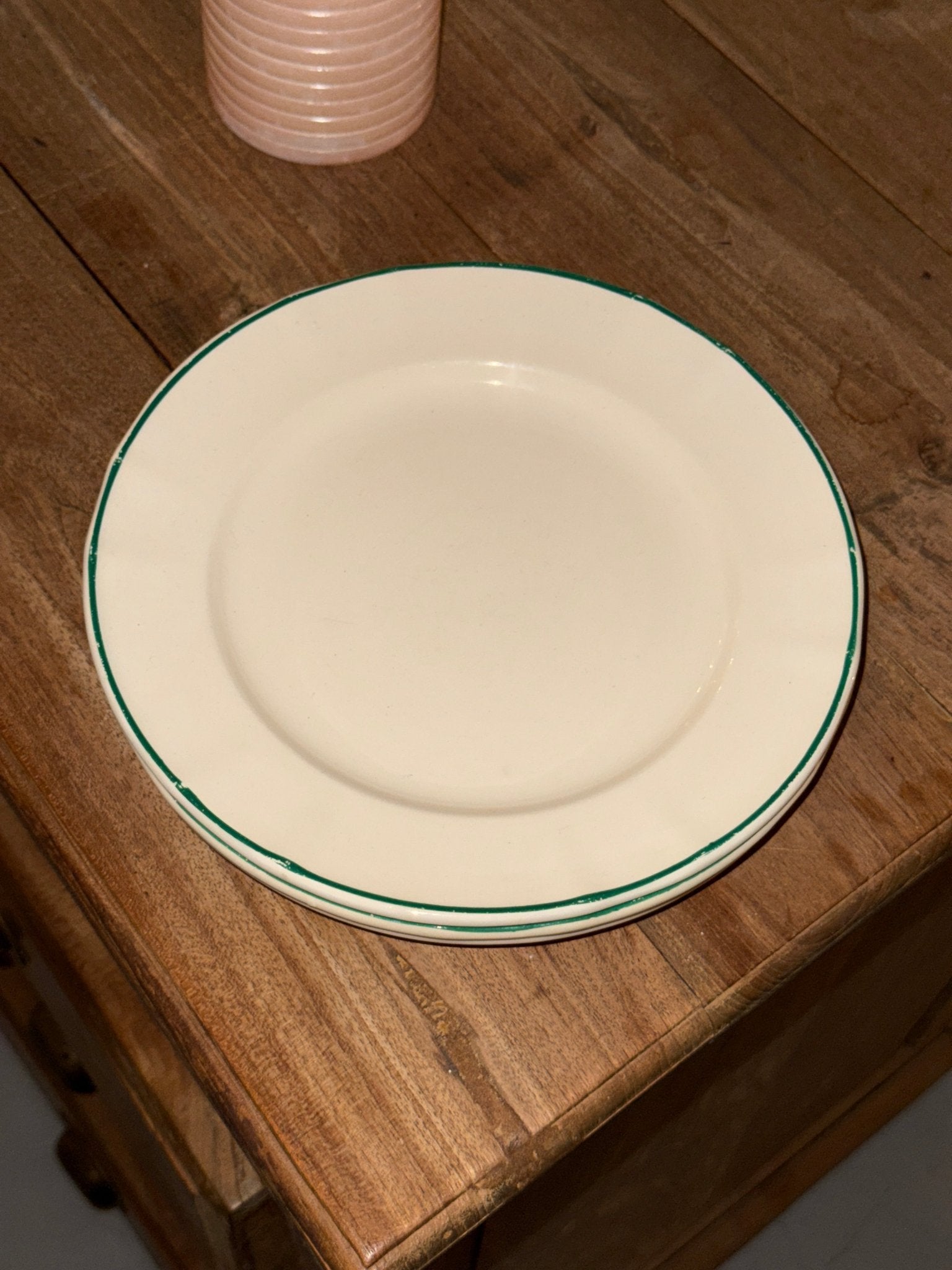 Green striped dinner plates (3 pcs) - NEROLI