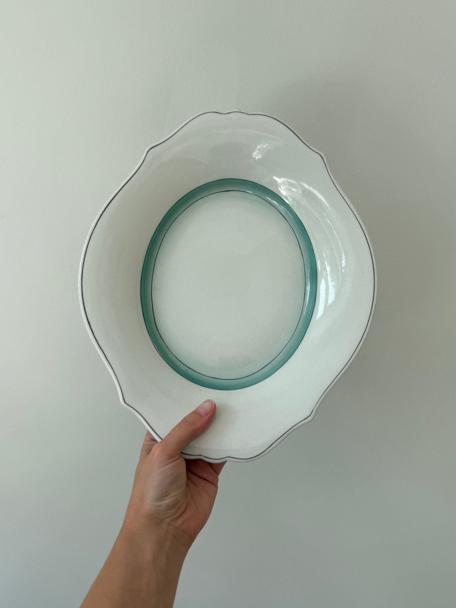 Green striped platter - NEROLI
