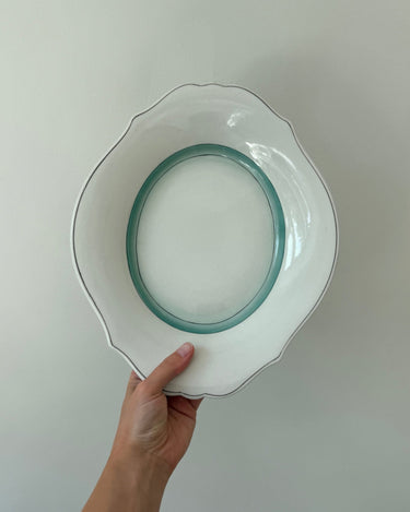 Green striped platter - NEROLI