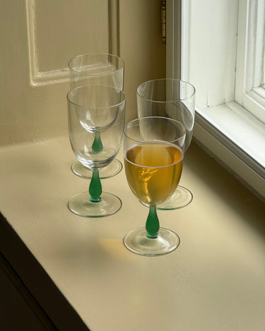 Green wine glasses (12 pcs) - NEROLI