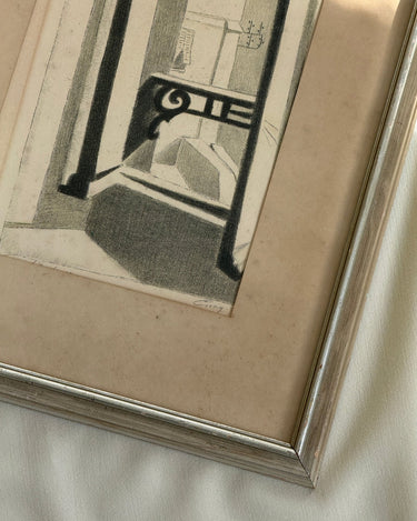 Landscape from balcony signed drawing - NEROLI